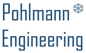 Pohlmann Engineering logo blauw op wit verticaal